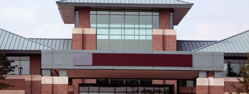 34977626 - entrance to a modern low-rise office building